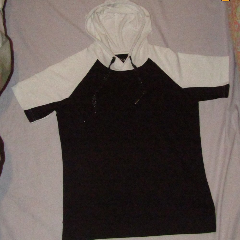Black and white shirt with hoodie